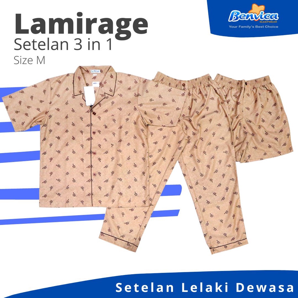 BAJU TIDUR PIYAMA LAKI-LAKI DEWASA KATUN M LA MIRAGE