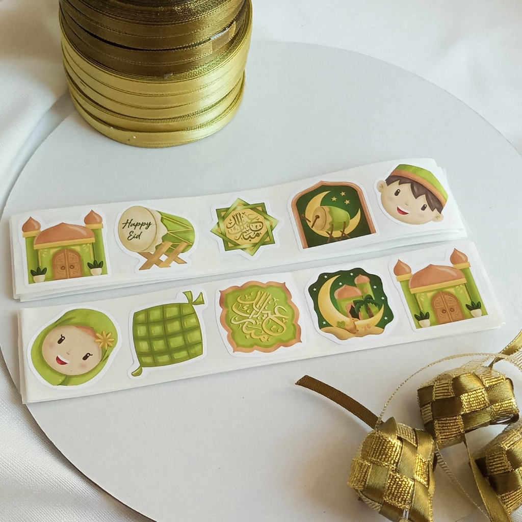 

STIF04-stiker toples kue kering dus box Bulat mix Lebaran Idul fitri - 50pcs