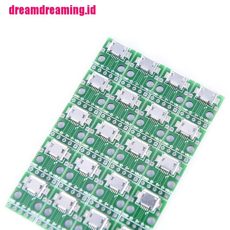 / Dreamdreaming / 20pcs Modul adapter Konektor micro usb Ke DIP 2.54mm female 5