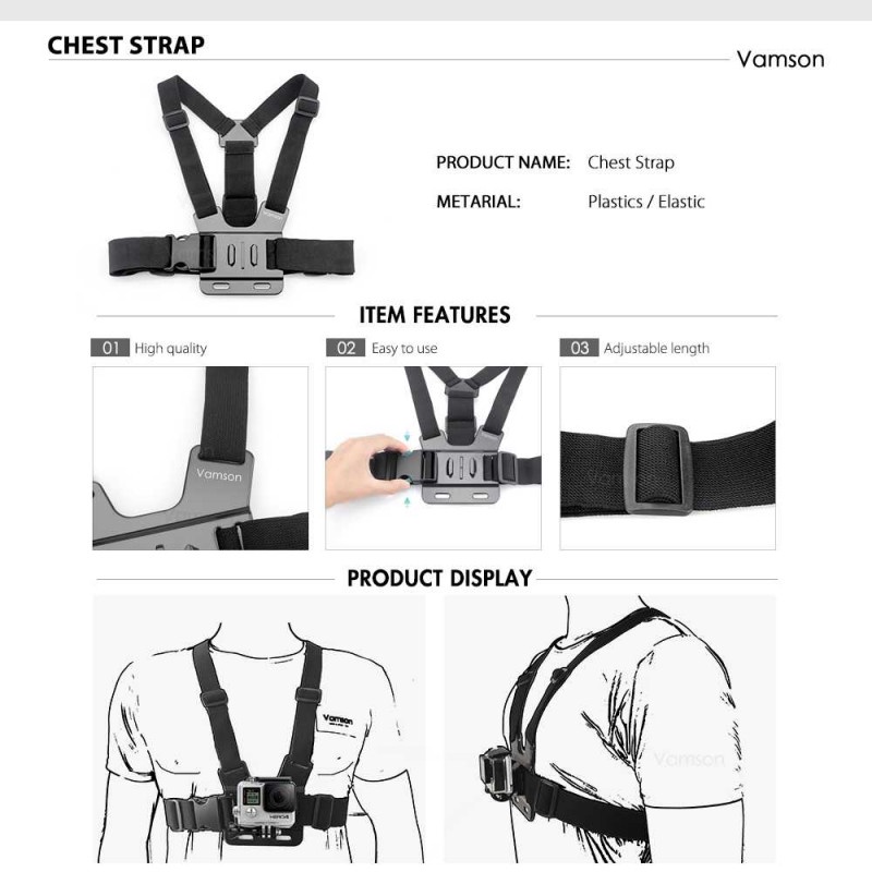 Aksesoris Lengkap Kamera Aksi Full Set GoPro Monopod Chest Strap