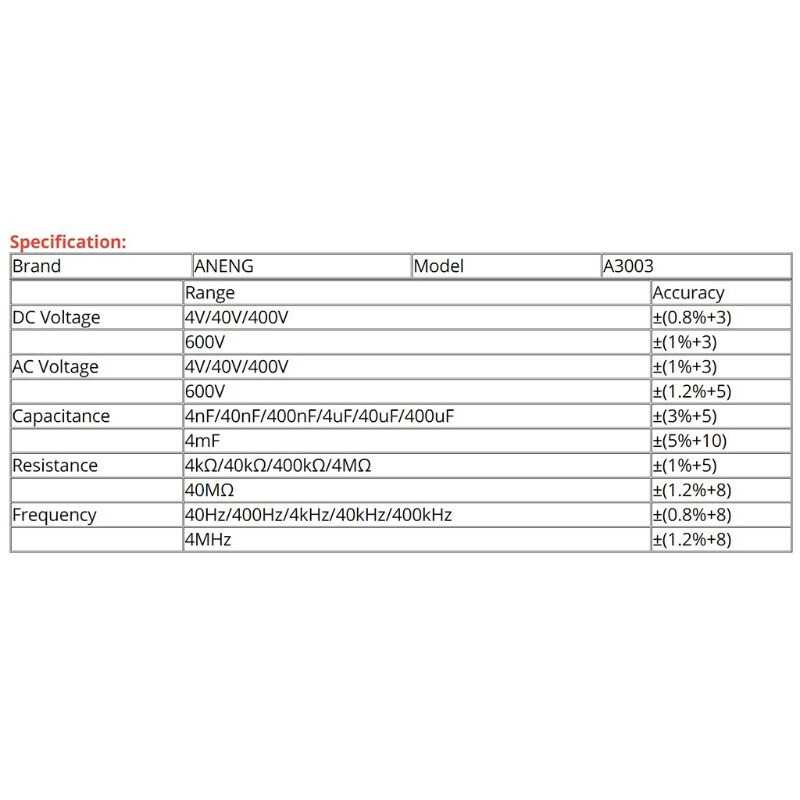 Multitester ANENG Digital Multimeter Voltage Tester Pen - A3003 A3002