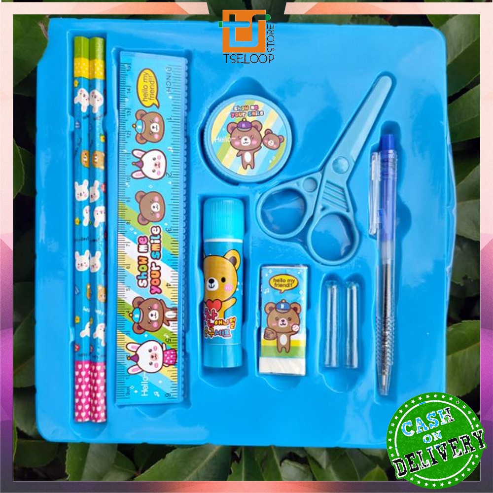 OFM-A26 Alat Tulis Set 8in1 Karakter Stationery Kids / Paket Alat Tulis Anak TK / Set School Supplies for Child Writing Gift Eraser Ruler