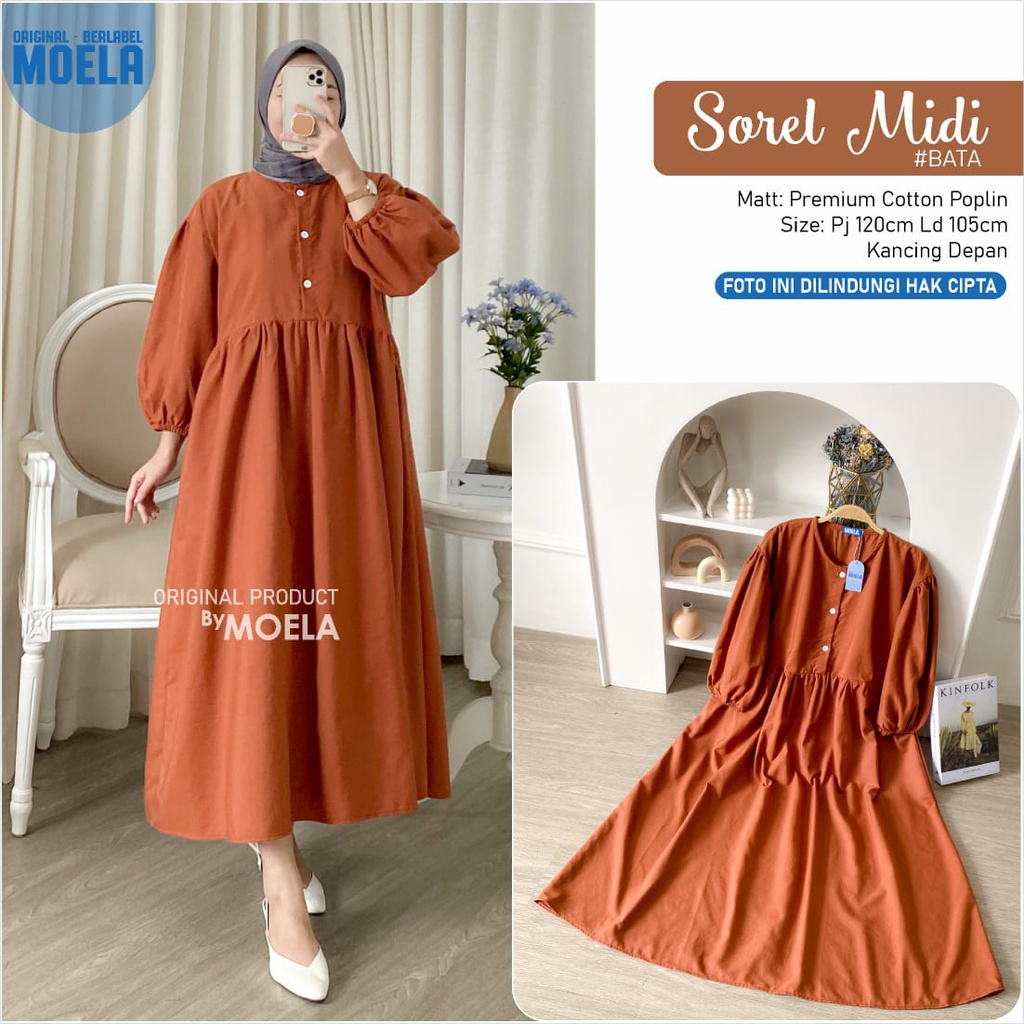 SOREL MIDI DRESS MOELA GAMIS KATUN POPLIN PREMIUM LD 105