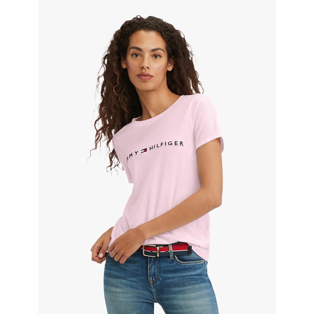 Tommy Hilfiger - Kaos Wanita - ESSENTIAL LOGO T-SHIRT 5 - LIGHT PINK