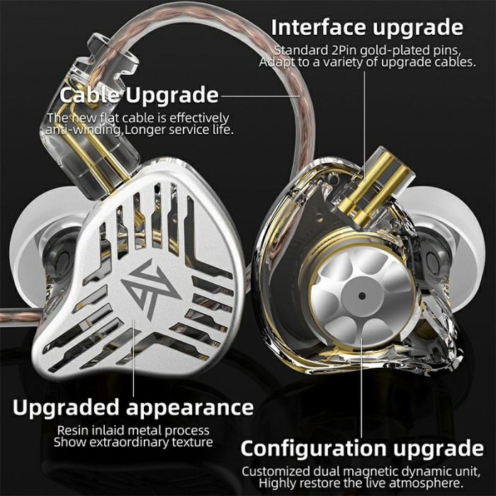 KZ EDS with Mic In Ear Earphone Dynamic Sports Noise Cancelling