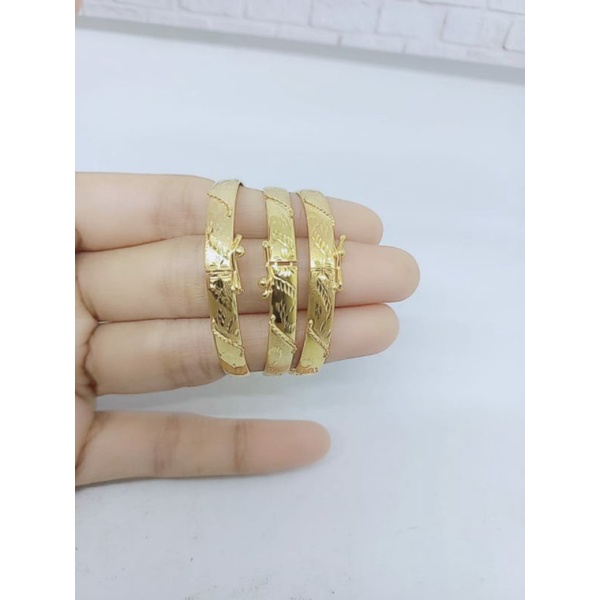 GELANG PERAK ASLI SILVER 925 LAPIS EMAS/GELANG TANGAN BANGKOK UKIR ANAK/ASLI SILVER/FASHION WANITA