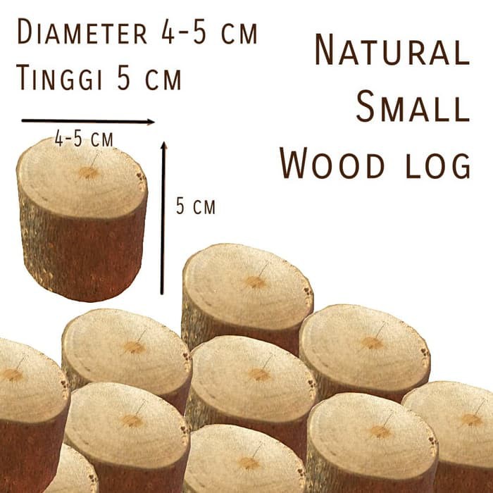 Wood branch log small diameter 4-5 cm tinggi 5 cm dekorasi