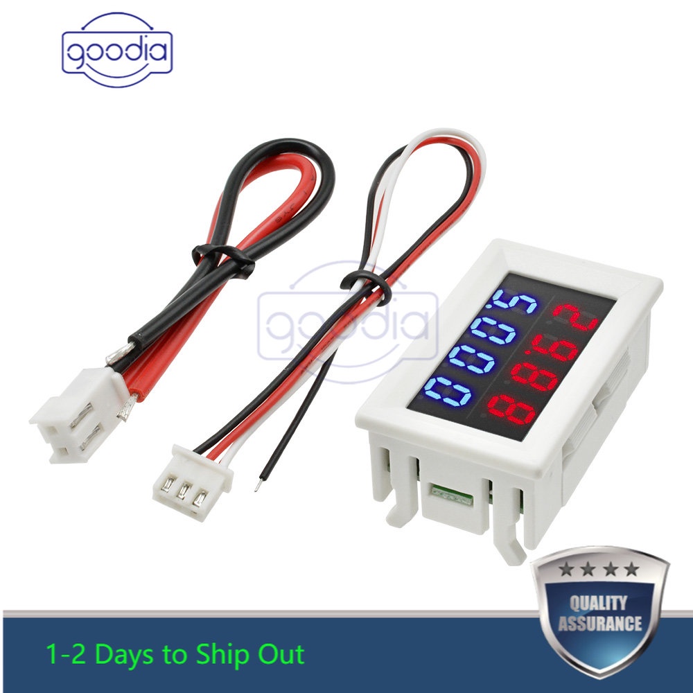 Voltmeter Ammeter Volt Meter Digital Dc 0-100v 10a 4 Bits Dengan Led Ganda