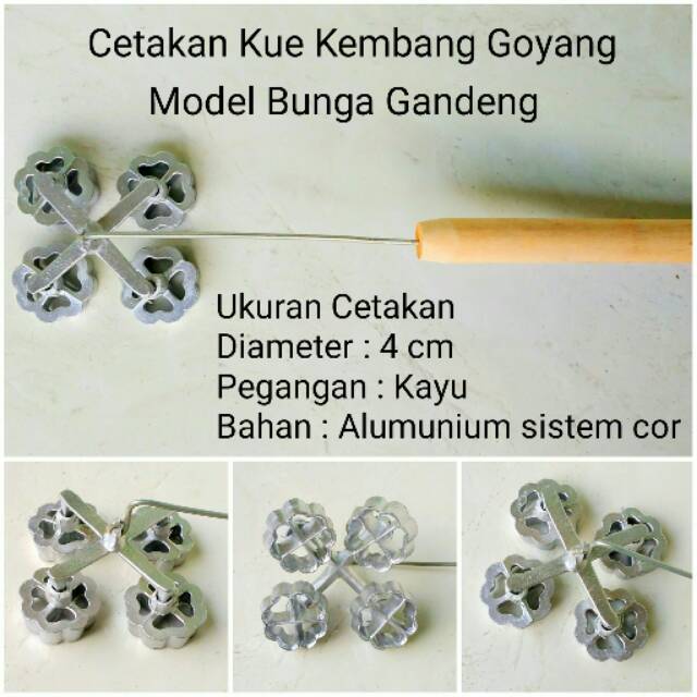 Cetakan Kue Kembang Goyang Model Bunga Gandeng 4