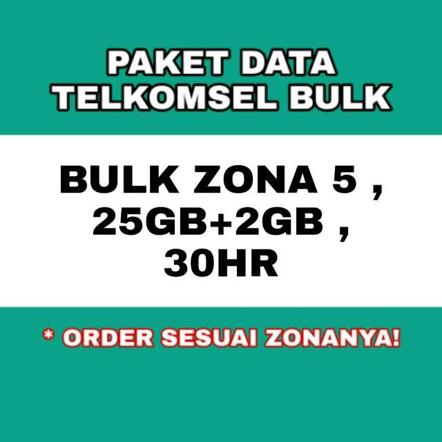 Paket data telkomsel bulk zona 5 25gb plus 2gb sebulan voucher data bulk telkomsel