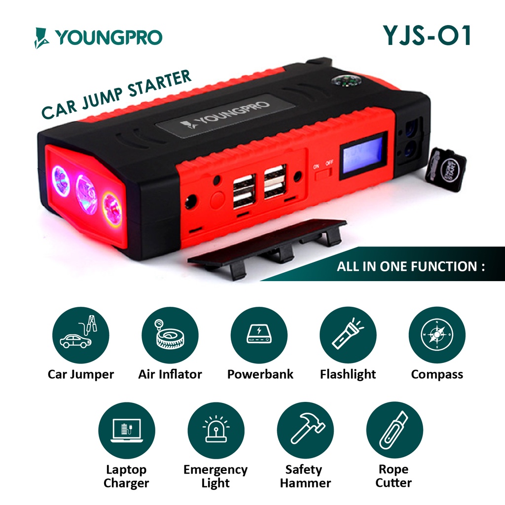 YOUNGPRO YJS-01 Multifunction Car Jump Starter Real 12000mAh Car Jumper