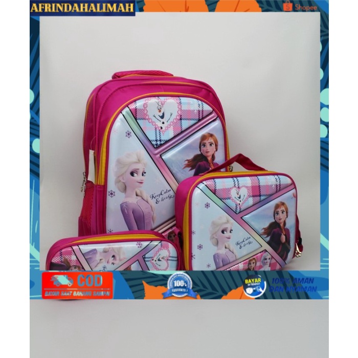 

{TERBARU} TAS RANSEL SET 3 IN 1 SEKOLAH ANAK PEREMPUAN FROZEN HELLO KITY - Frozen