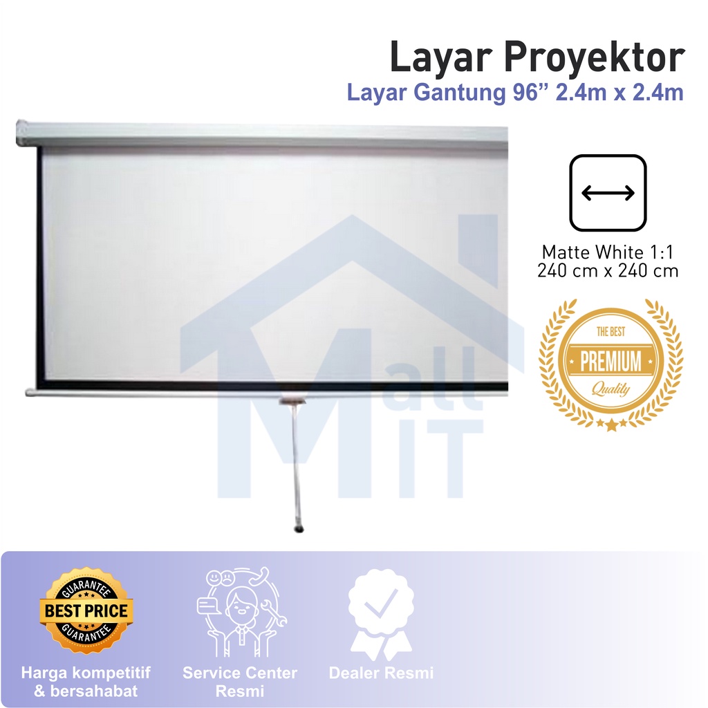 MDN Layar Tripod Tripot Layar Proyektor 96&quot; x 96&quot; 2.4m x 2.4m