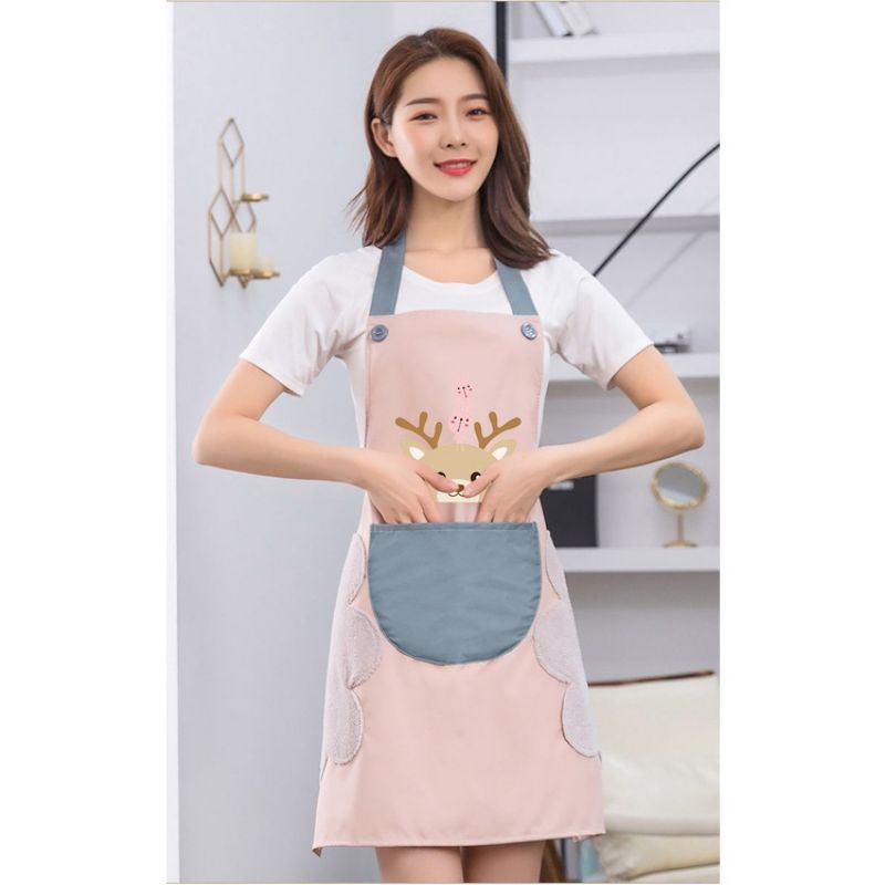 Celemek Masak Apron Waterproof Kain Dapur Motif Kartun Premium Quality