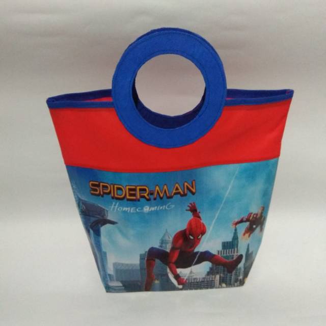 

Tas ultah pegangan bulat spiderman/Tas ultah Goodie Bag/Tas ulang tahun spiderman