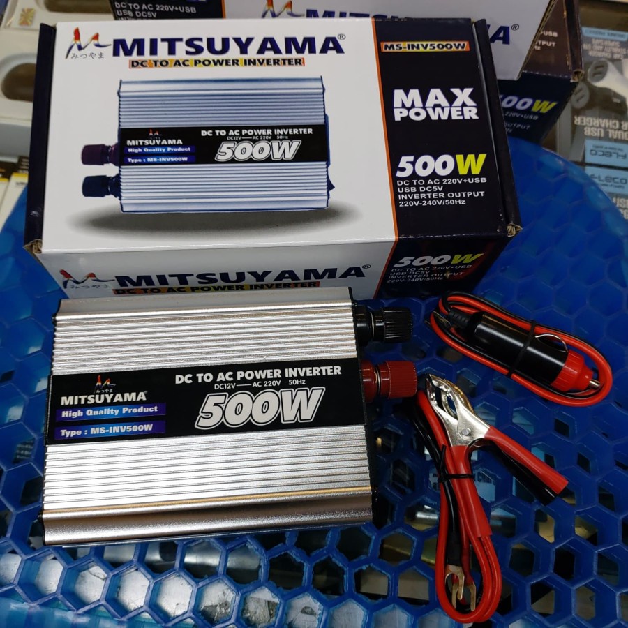 Power Inverter DC to AC 500 Watt Merek Mitsuysma With USB 5V/ Power Inverter 500W/ Inverter 500W/ Inverter Mitsuyama 500 watt | FMS