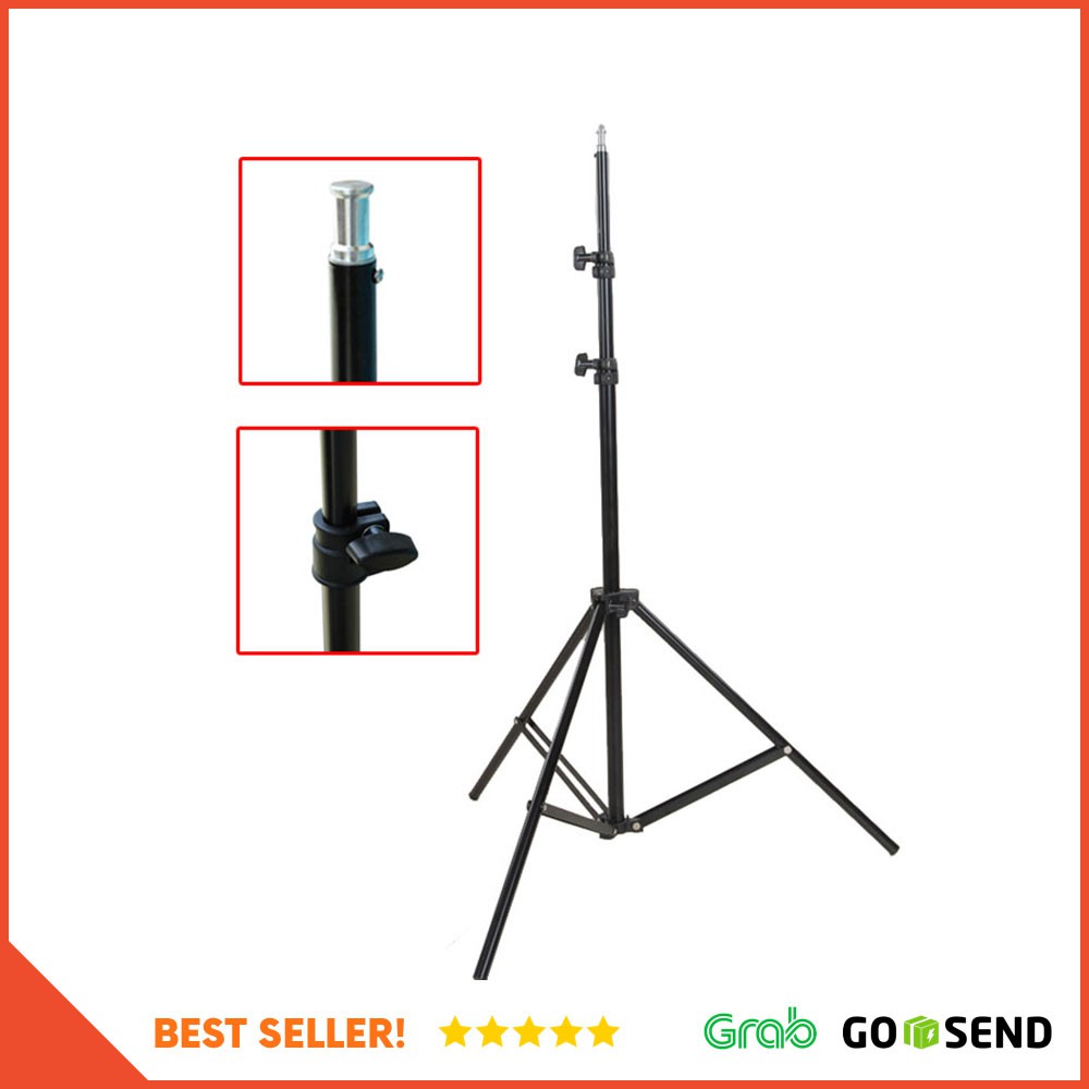 Portable Light Stand Tripod 3 Section 200cm for Studio Lightning - Black