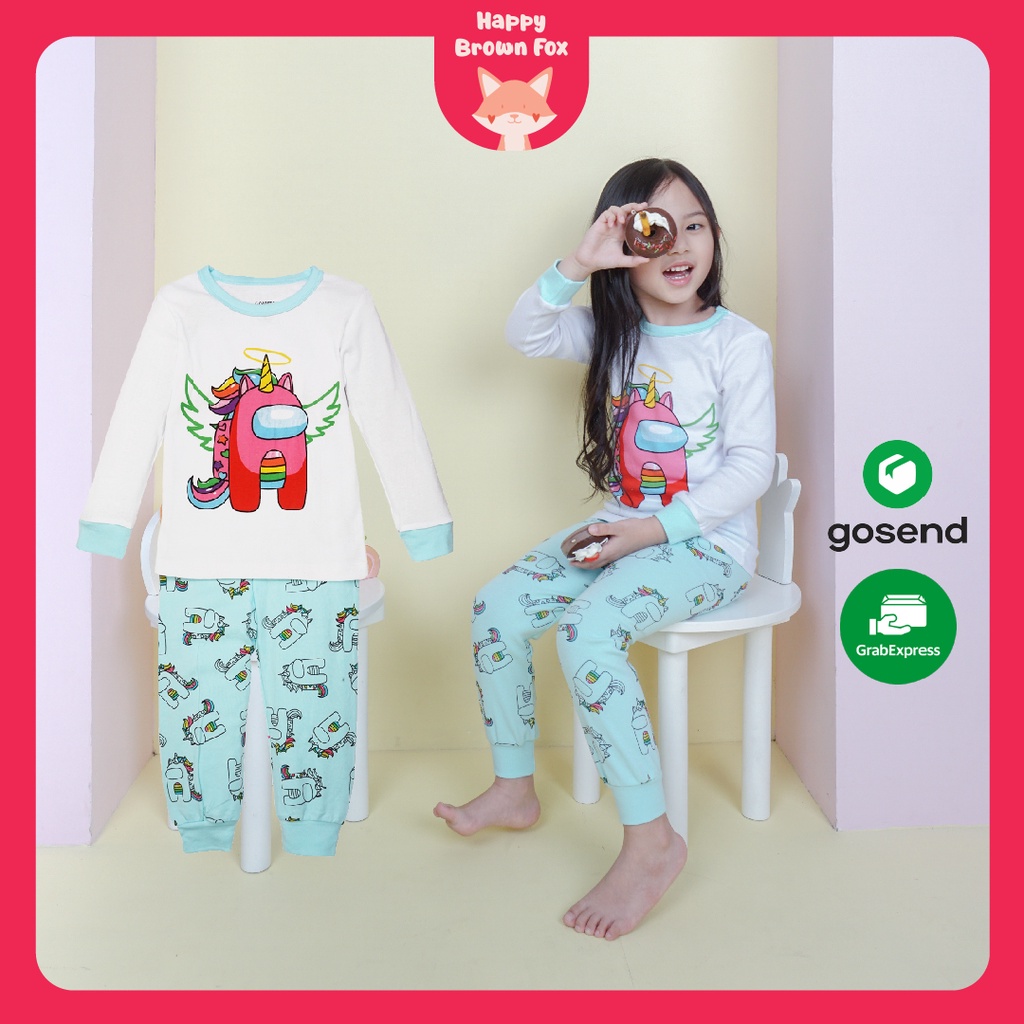 BAJU TIDUR PIYAMA ANAK SETELAN ANAK PEREMPUAN LENGAN PANJANG - AMONG US ANGEL WINGS GOYAMA