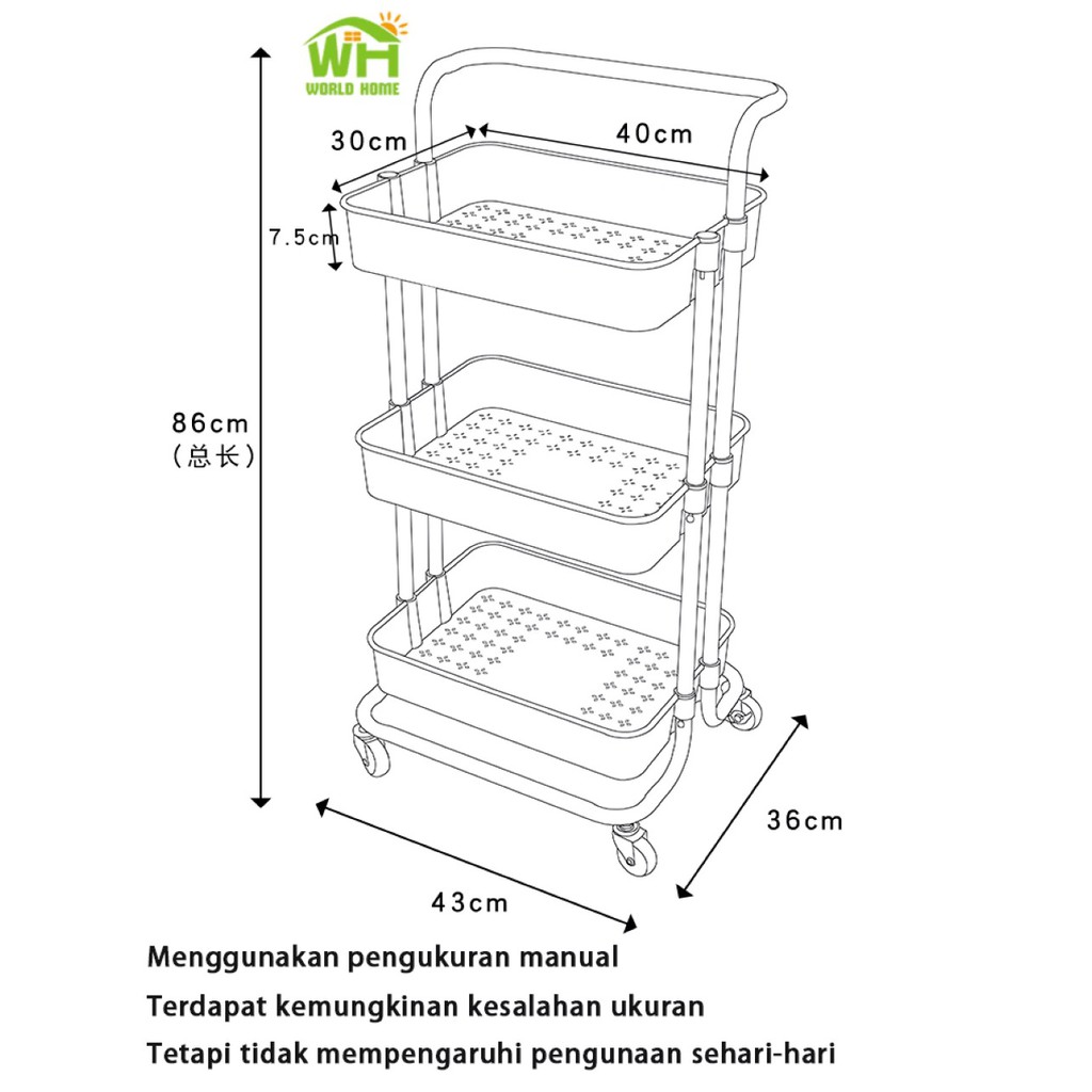 Rak Susun / Troli Penyimpanan dengan Roda / Rak Susun Serbaguna XTC-1 Rak penyimpanan