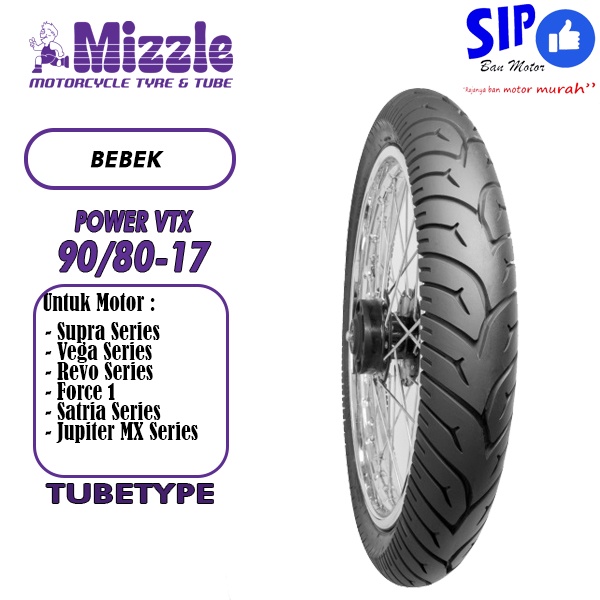 Ban motor bebek Mizzle Power VTX 90 80 17 tubetype bukan tubeless