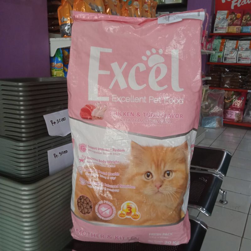 Gojek Excel Mother &amp; Kitten 20kg Makanan Kucing Cat food Dry freshpack