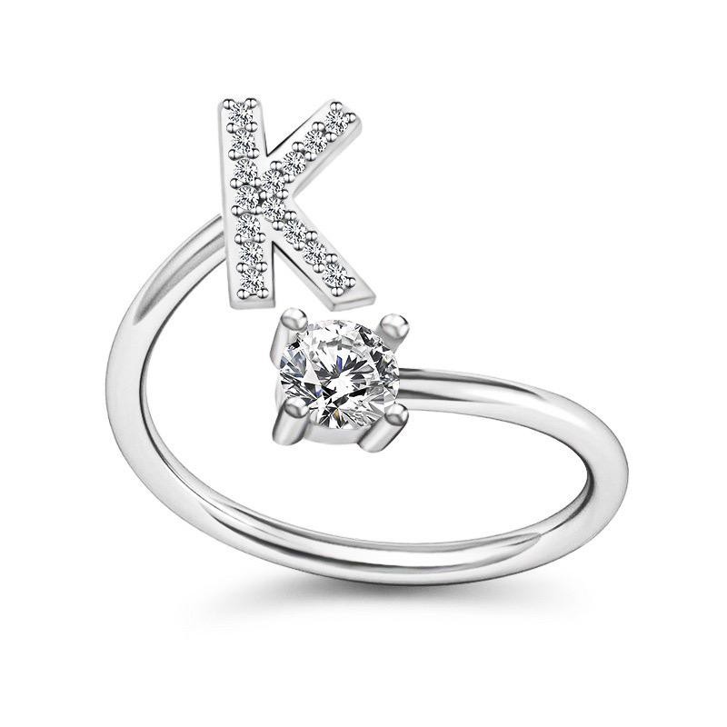 TJM Cincin Huruf A - O Wanita Fashion / Aksesoris Korea Emas Putih Silver / Perhiasan Cincin Wanita-CINCIN K