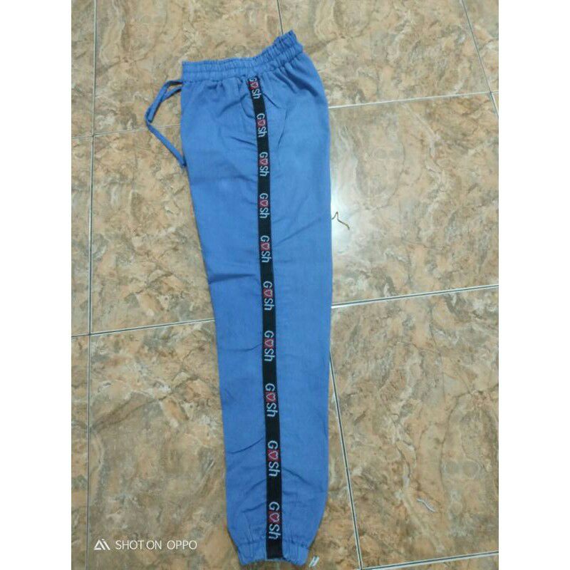 Jeans kulot wanita masa kini - all size - pinggang karet - tali depan - bahan  grey-2