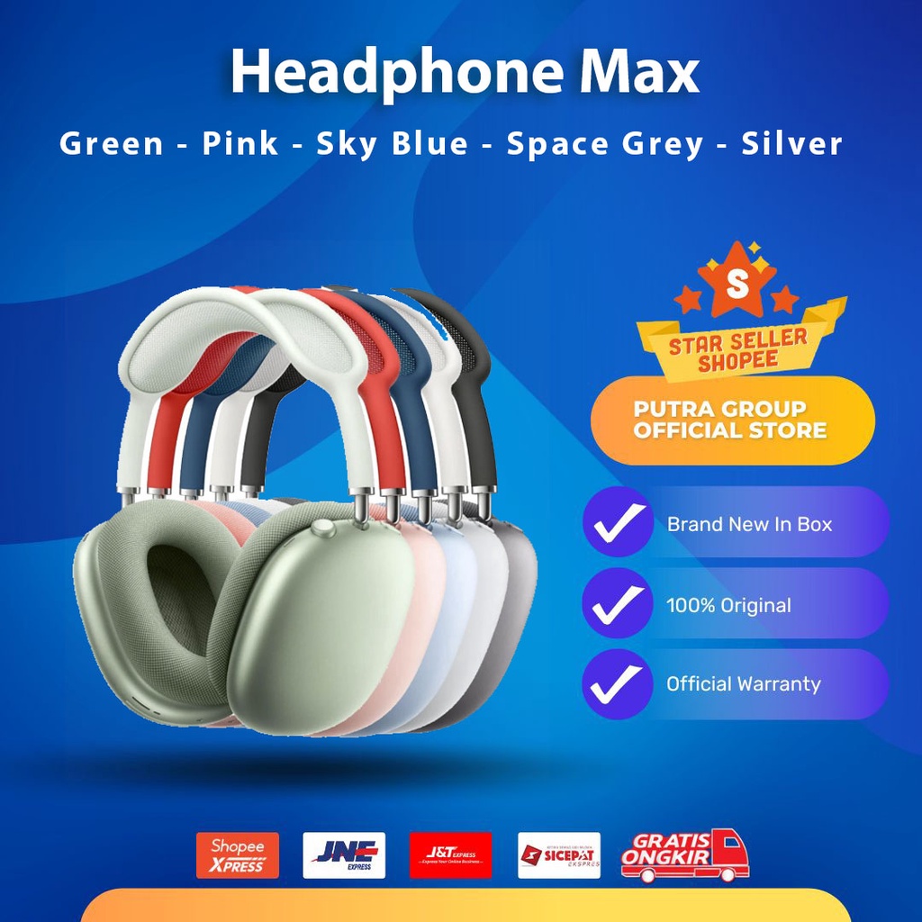 Headphone Max Space Grey - Green - Sky Blue - Pink - Silver