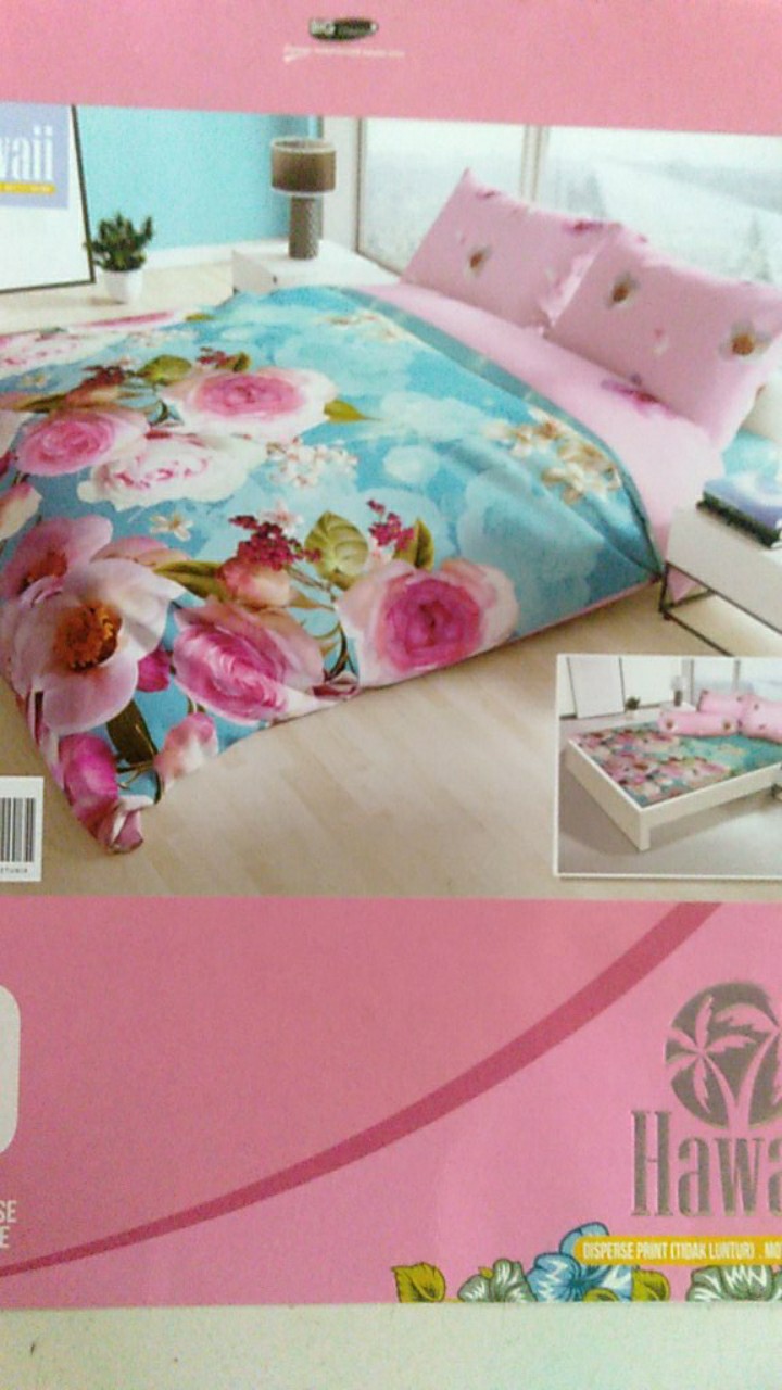 New Sprei My Love Hawaii Bantal 4 Ukuran 180x200 / Bantal 2 Ukuran 160x200 Series 1