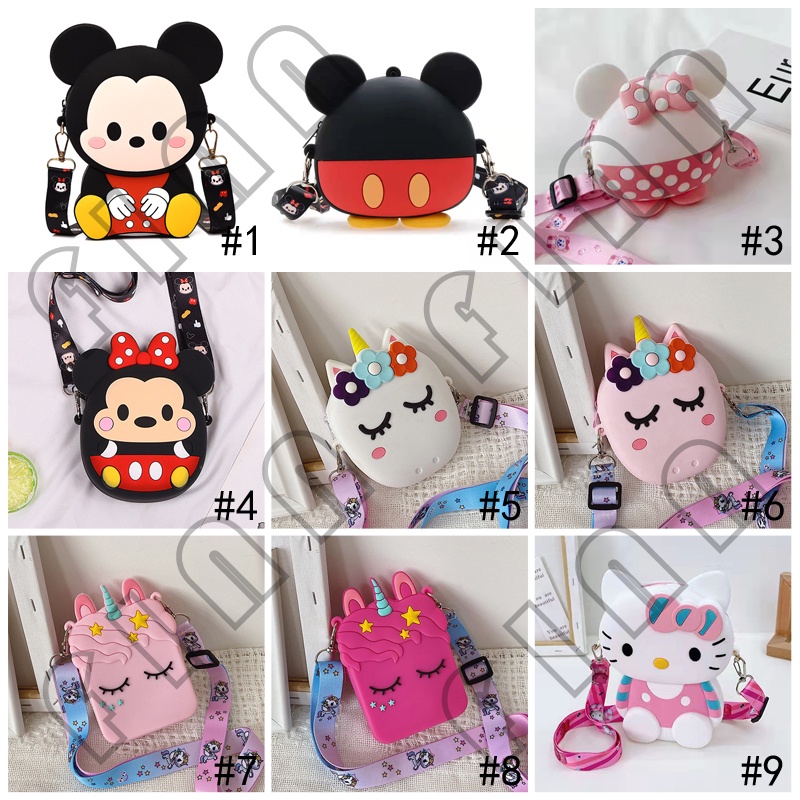 Tas Selempang Anak Rubber Karakter Import - Tas Selempang Koin Fashion Anak Lucu