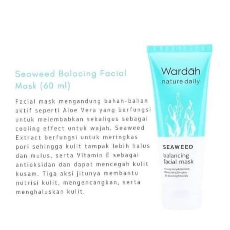 Wardah Nature Daily Seaweed Series Facial Wash Cleanser Scrub Micellar Toner Cream Mask (KIM)