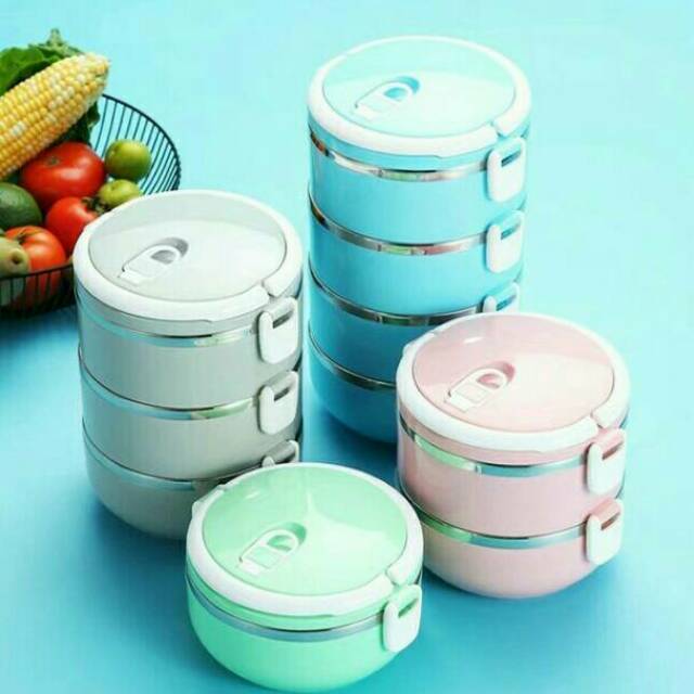 Original Worthbuy 3 Susun Rantang Bonus Sendok Dan Sumpit Stainless Tas Bekal Lunch Box Shopee Indonesia