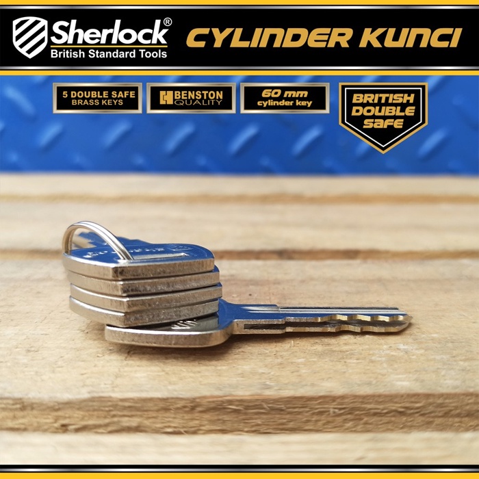 Silinder Kunci Pintu Double Safe Sherlock (Anti Duplikat) Brass 60 mm