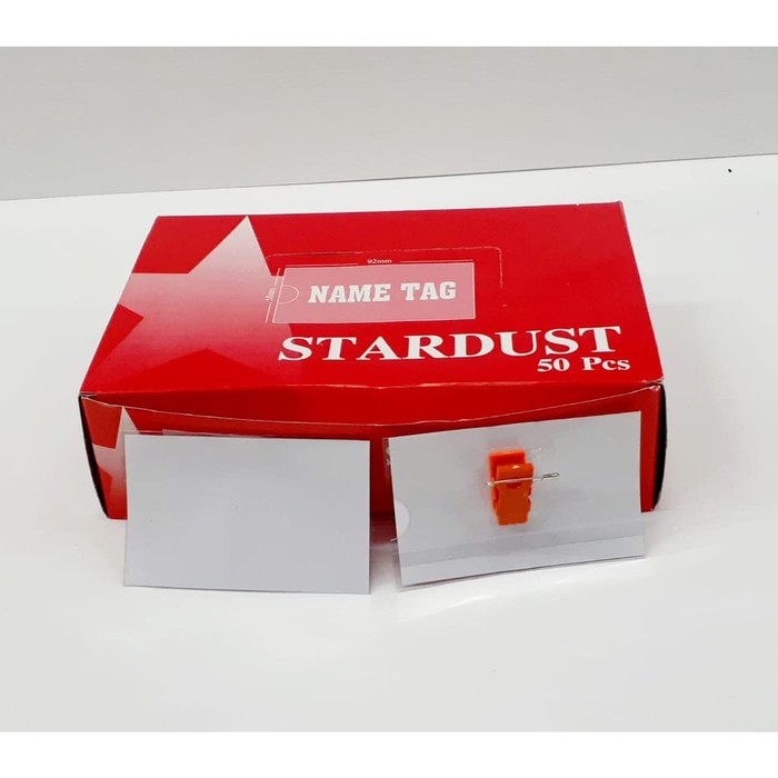 

NAMETAG PLASTIK STARDUST DENGAN JEPIT DAN PENITI ISI 50pcs