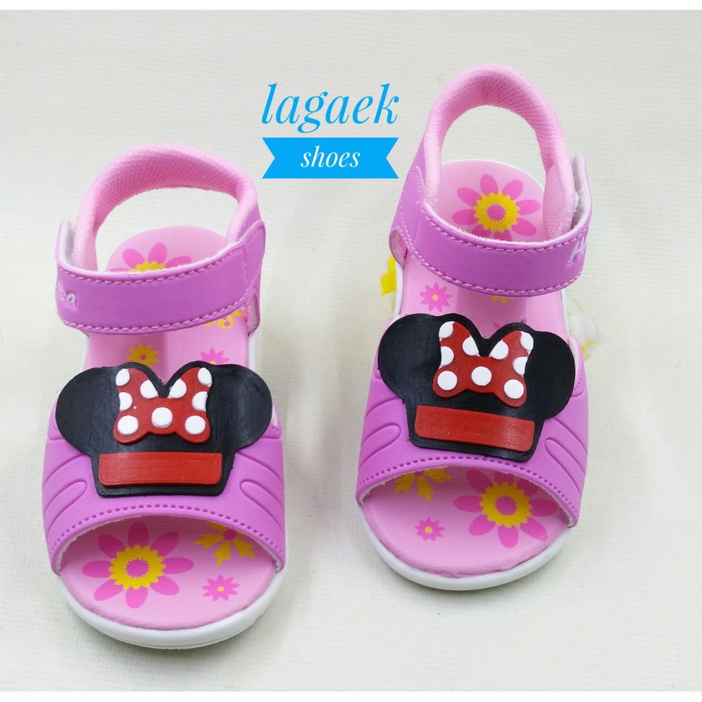 Sendal Anak Perempuan Usia 1 2 Tahun PINK Alas Karet Anti Licin - Sepatu Sendal Anak Cewek Anti Licin Size 22 - 25 Motif Kartun Lucu