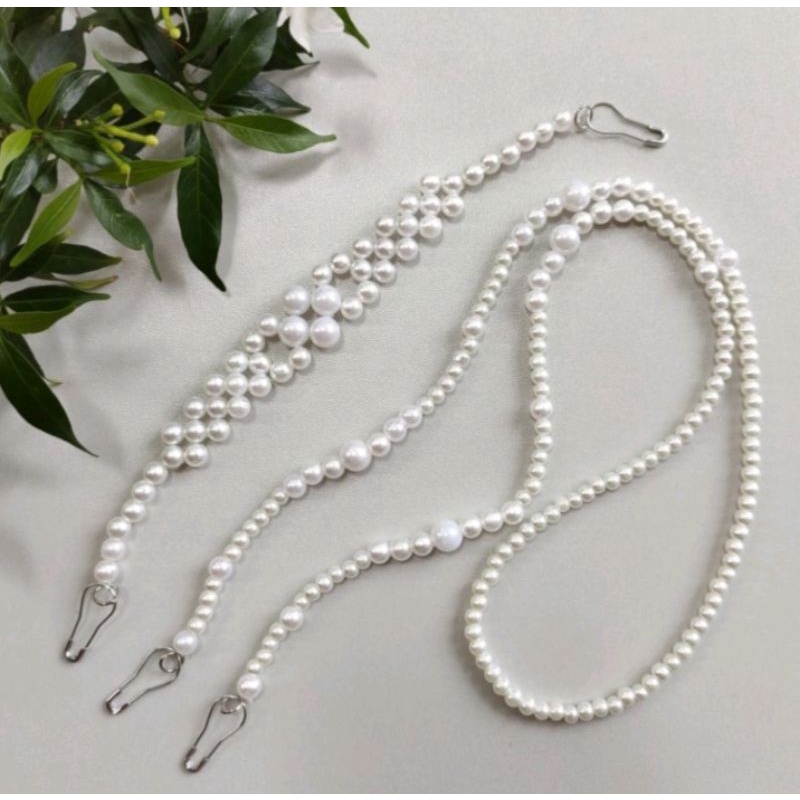 Set Konektor Masker Hijab Mutiara  Putih Simple