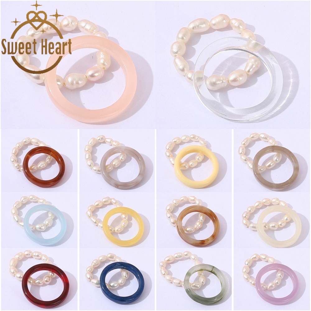 Resin Rings Acetate Women Pearl Index Finger Ring Womens Ladies Girl Acrylic Rings Chunky Rings Korean