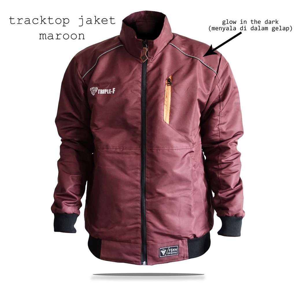 Jaket Bomber Tracktop Jacket Outdoor Waterproof Polos Pria Wanita Unisex Anti Air Angin Hitam Navy Grey Maroon Size L XL Original Triple F