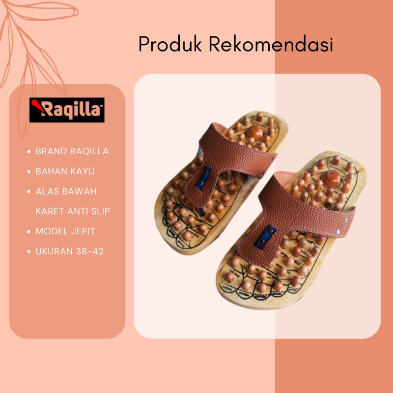 Sandal Rematik KAYU Refleksi pijat terapi akupuntur dan sendal rematik Selop Pria Wanita