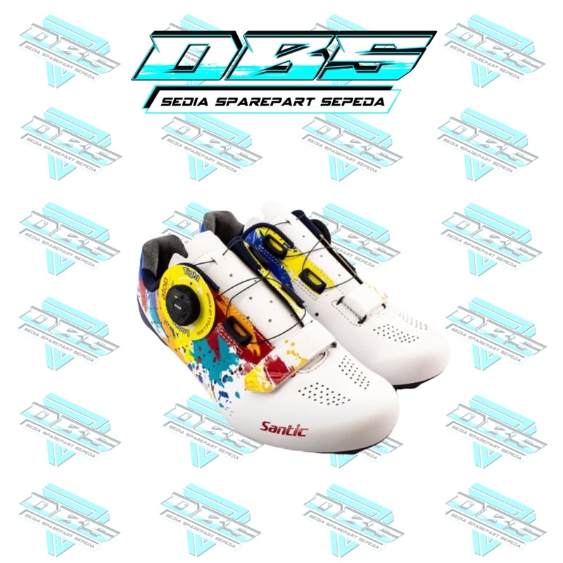 SEPATU CLEAT SANTIC PICASSIO WHITE SHOES CLEAT ROADBIKE