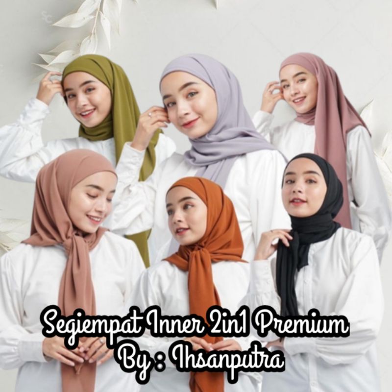 Jilbab Segiempat Malay Inner Ceruty | Jilbab Segitiga Inner Malay 2in1 | Hijab Segiempat Inner Tali 