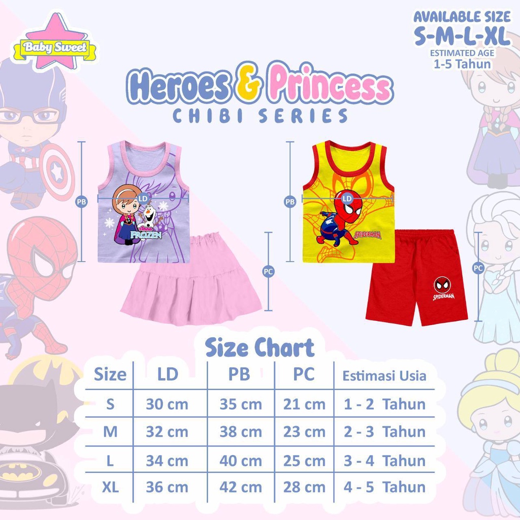 Setelan anak Heroes Dan Princess Chibi by Baby Sweet