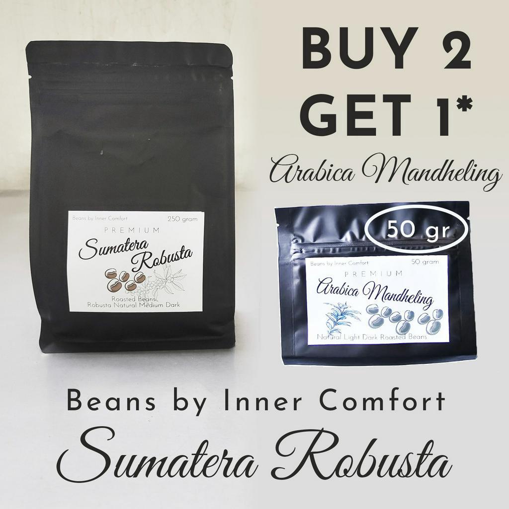 

Inner Comfort - Biji Kopi Sumatera Robusta Medium to Dark Roast Coffee Beans 250 gr