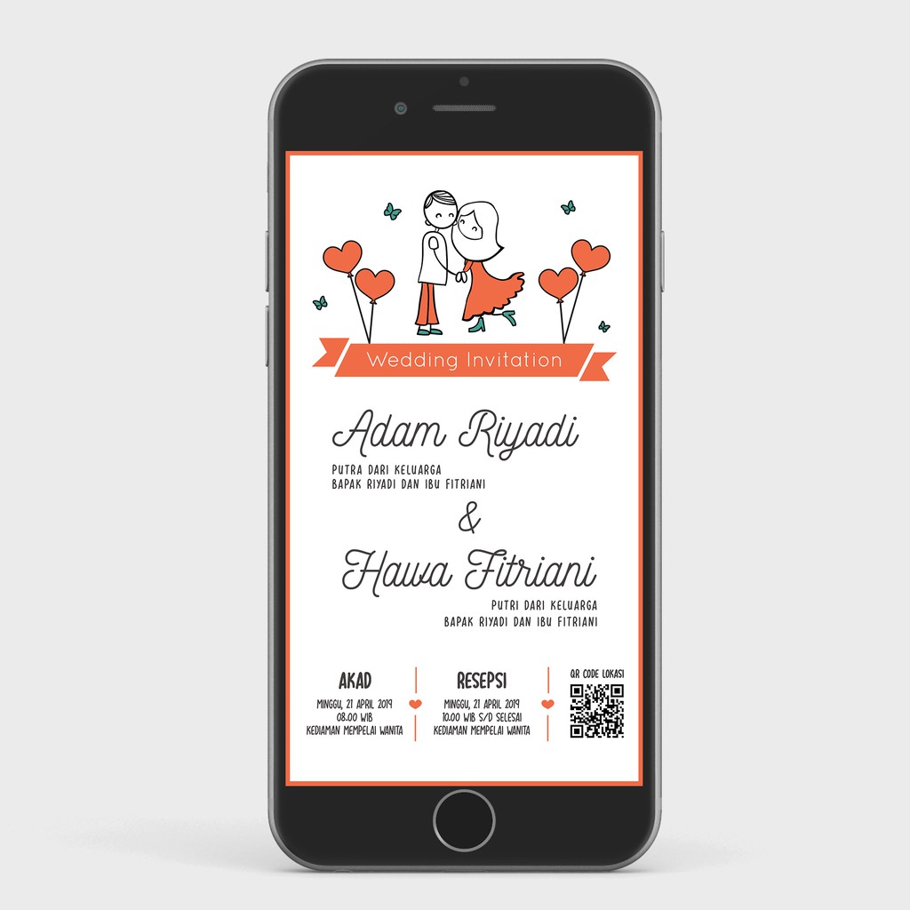 Undangan Pernikahan Digital/Wedding E-Invitation Kartun Unik Lucu A14