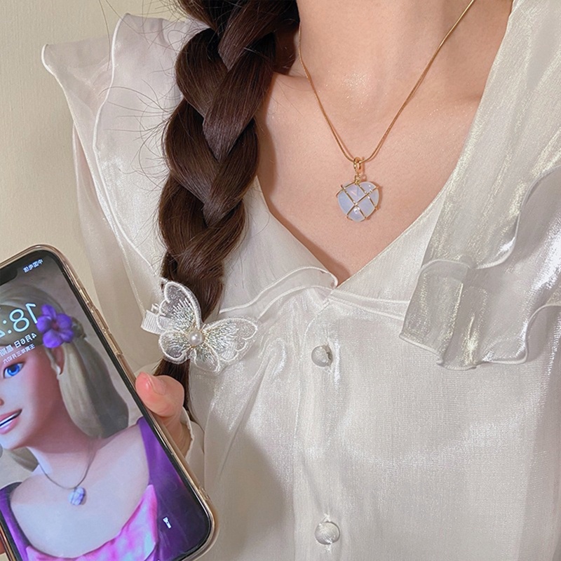 Barbie Kalung Rantai Liontin Batu Opal Rose Quartz Untuk Wanita