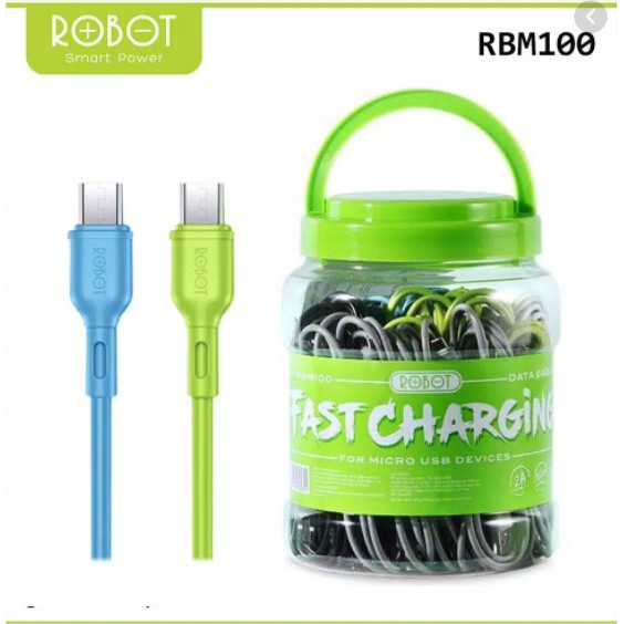 Kabel Charger Micro USB ROBOT RBM100 Vivo Xiaomi Oppo Samsung 1meter