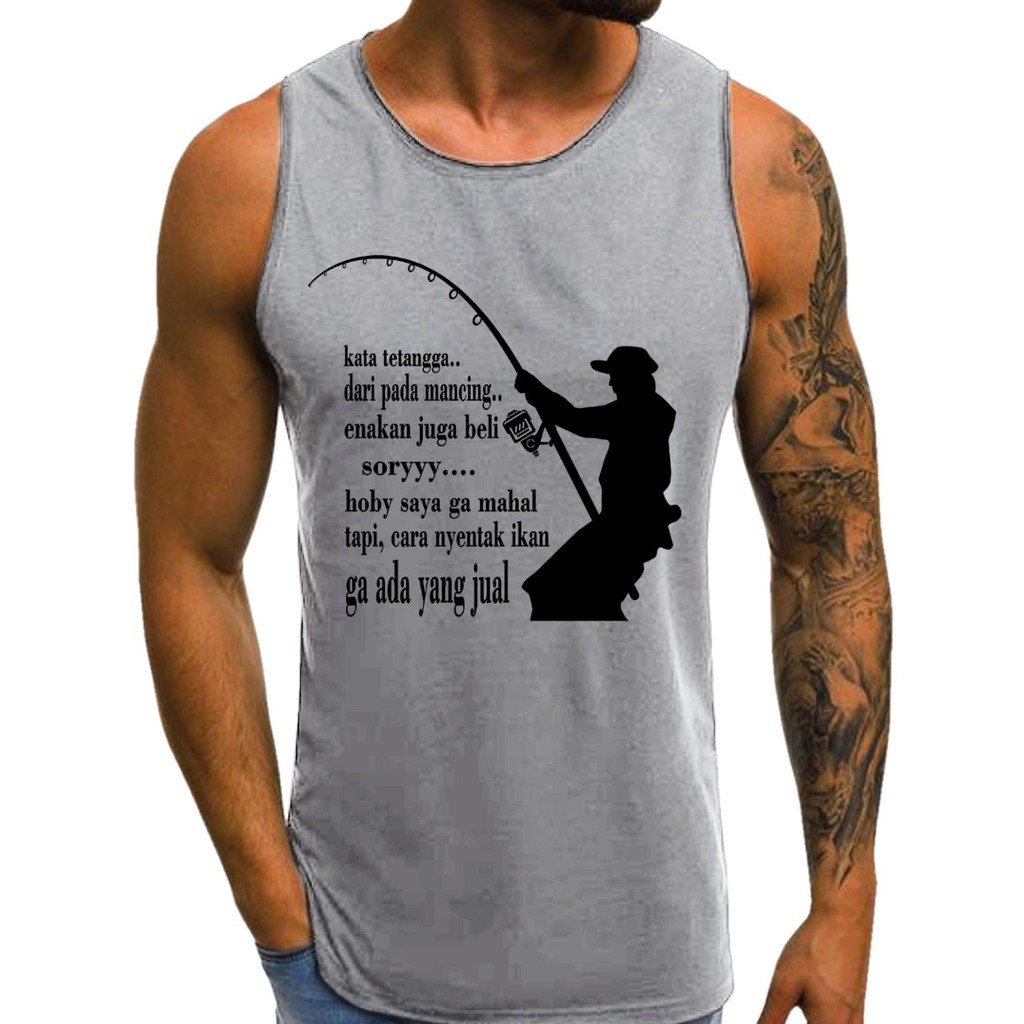 SINGLET PRIA TUKANG MANCING KAOS TANPA LENGAN / KAOS DALAM / T-SHIRT DISTRO /SINGLET MURAH BERKUALIT