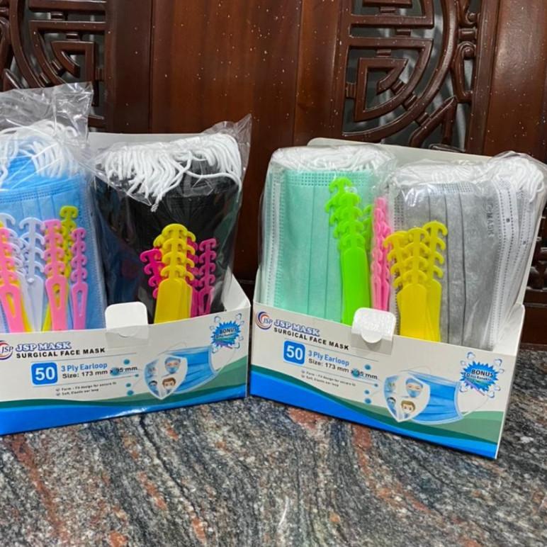 freeOngkir Masker 3ply EARLOP CCARE JSP CARION Masker medis Surgical Original isi 50 [Terlaris Today