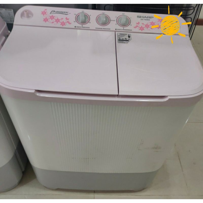 mesin cuci sharp 2 tabung 8kg ES-T90mw-pk