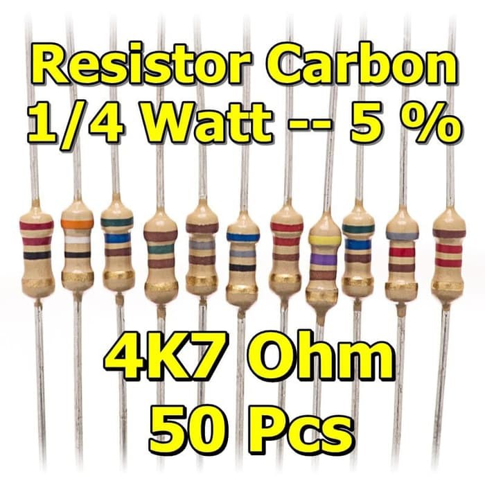 Resistor 50 Pcs 4K7 Ohm 5% 1/4W Resistor Carbon Film